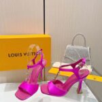 Louis Vuitton Women LV Sparkle Sandal Rose Calfskin Leather Outsole 9.5 CM Heel - immagine 4