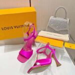 Louis Vuitton Women LV Sparkle Sandal Rose Calfskin Leather Outsole 9.5 CM Heel - immagine 2