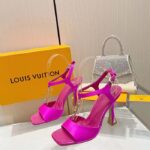 Louis Vuitton Women LV Sparkle Sandal Rose Calfskin Leather Outsole 9.5 CM Heel - immagine 3