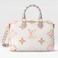 Louis Vuitton Women LV Speedy Bandoulière 25 Beige Monogram Coated Canvas Double Zip Padlock (1)