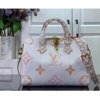 Louis Vuitton Women LV Speedy Bandoulière 25 Beige Monogram Coated Canvas Double Zip Padlock (1)