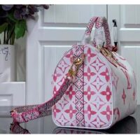 Louis Vuitton Women LV Speedy Bandoulière 25 Pink Monogram Coated Canvas Double Zip Padlock (1)