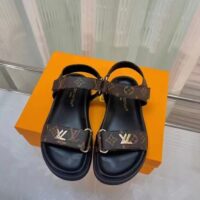 Louis Vuitton Women LV Sunset Comfort Flat Cacao Brown Patent Monogram Canvas (9)