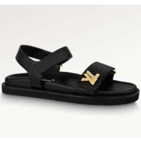 Louis Vuitton Women LV Sunset Comfort Flat Sandal Ivory Black Lamb Leather (10)