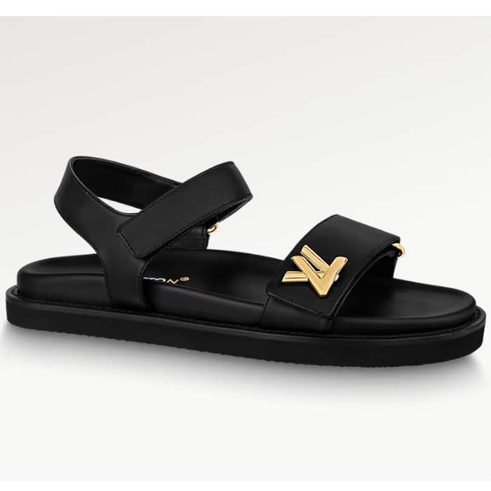 Louis Vuitton LV Sunset Comfort Flat Sandal BLACK. Size 37.0
