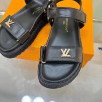 Louis Vuitton Women LV Sunset Comfort Flat Sandal Ivory Black Lamb Leather (10)