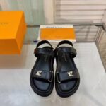 Louis Vuitton Women LV Sunset Comfort Flat Sandal Ivory Black Lamb Leather - immagine 4