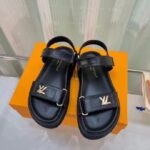 Louis Vuitton Women LV Sunset Comfort Flat Sandal Ivory Black Lamb Leather - immagine 3