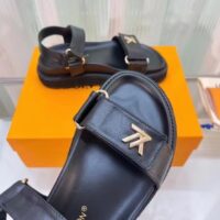 Louis Vuitton Women LV Sunset Comfort Flat Sandal Ivory Black Lamb Leather (10)