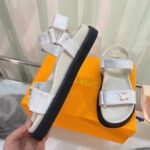 Louis Vuitton Women LV Sunset Comfort Flat Sandal Ivory White Lamb Leather - Image 8