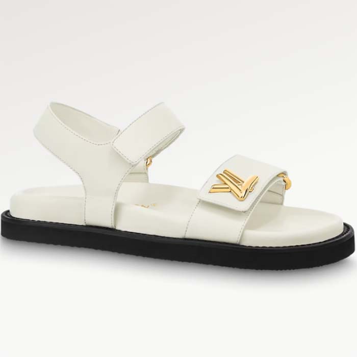 Louis Vuitton Women LV Sunset Comfort Flat Sandal Ivory White Lamb Leather