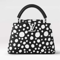Louis Vuitton Women LV x YK Capucines BB Black White Taurillon Bull Calf Leather Infinity Dots Print (10)