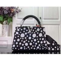 Louis Vuitton Women LV x YK Capucines BB Black White Taurillon Bull Calf Leather Infinity Dots Print (10)