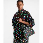 Louis Vuitton Women LV x YK Capucines MM Black Taurillon Bull Calf Leather 3D Painted Dots Print - Image 11