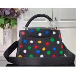 Louis Vuitton Women LV x YK Capucines MM Black Taurillon Bull Calf Leather 3D Painted Dots Print - Image 3