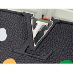 Louis Vuitton Women LV x YK Capucines MM Black Taurillon Bull Calf Leather 3D Painted Dots Print - Image 7