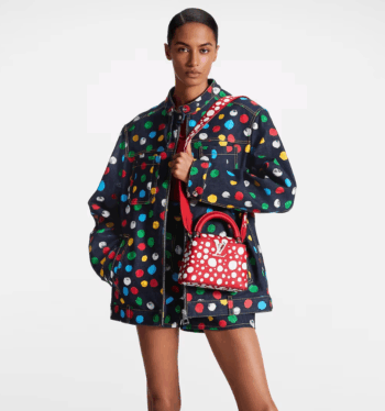 Louis Vuitton Women LV x YK Capucines Mini Red Taurillon Bull Calf Leather Infinity Dots Print – Image 11