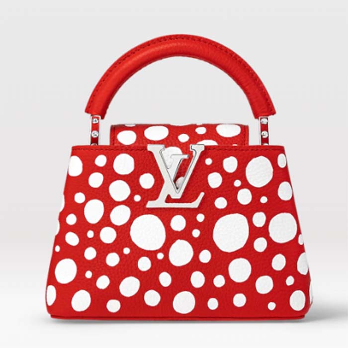 Louis Vuitton Women LV x YK Capucines Mini Red Taurillon Bull Calf Leather Infinity Dots Print