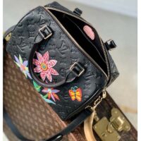 Louis Vuitton Women LVxYK Speedy Bandoulière 25 Black Embossed Grained Monogram Cowhide Leather (1)