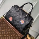 Louis Vuitton Women LVxYK Speedy Bandoulière 25 Black Embossed Grained Monogram Cowhide Leather – Image 4