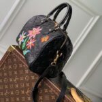 Louis Vuitton Women LVxYK Speedy Bandoulière 25 Black Embossed Grained Monogram Cowhide Leather – Image 3