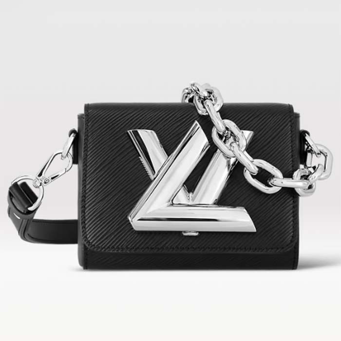Louis Vuitton Women Twist Lock XL Black Epi Cowhide Leather Microfiber Lining