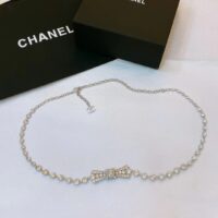 Chanel Women CC Belt Metal Strass Imitation Pearls Silver Crystal Pearly White (3)