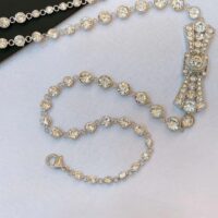 Chanel Women CC Belt Metal Strass Imitation Pearls Silver Crystal Pearly White (3)