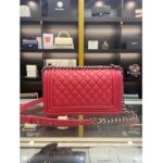 Chanel Women CC Leboy Flap Bag Chain in Calfskin Leather-Red - Image 4