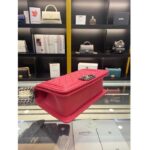 Chanel Women CC Leboy Flap Bag Chain in Calfskin Leather-Red - Image 5