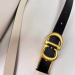 Dior CD Unisex 30 Montaigne Reversible Belt Black Latte Smooth Calfskin 20 MM Width – Image 7