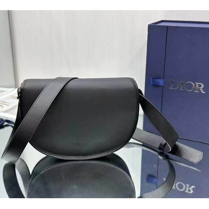 Dior CD Unisex Gallop Bag Strap Black Grained Calfskin Flap Closure (4)
