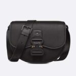 Dior CD Unisex Gallop-väska med svart narvat kalvskinn och klaff