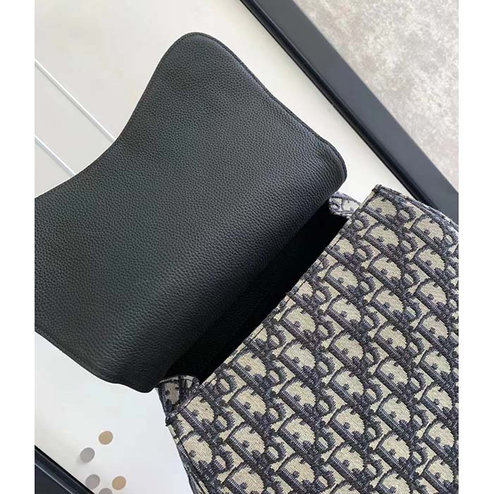 Dior CD Unisex Maxi Gallop Backpack Beige Black Dior Oblique Jacquard Black Grained Calfskin (2)