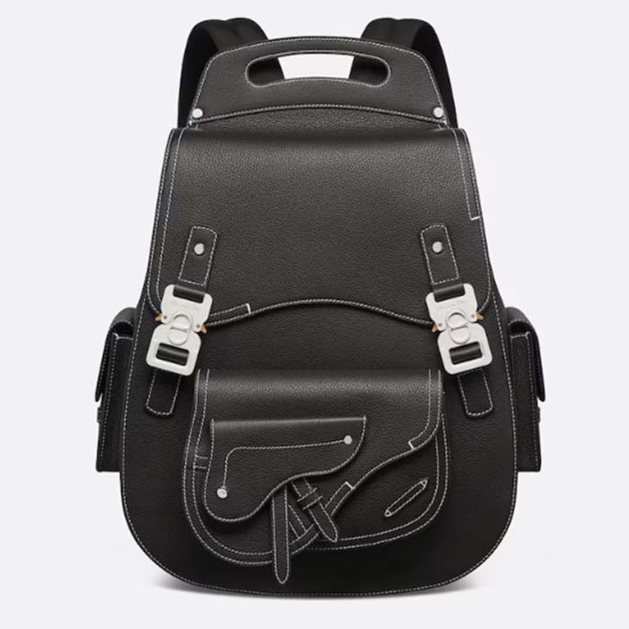 Dior CD Unisex Maxi Gallop Backpack Black Grained Calfskin