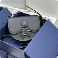 Dior CD Unisex Mini Gallop Bag Strap Black Grained Calfskin Flap Closure (7)