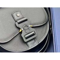 Dior CD Unisex Mini Gallop Bag Strap Black Grained Calfskin Flap Closure (7)