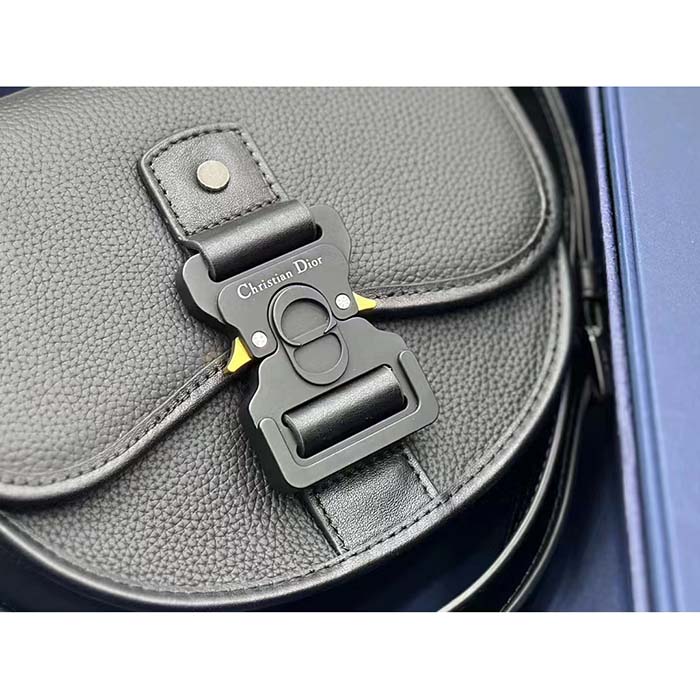 Dior CD Unisex Mini Gallop Bag Strap Black Grained Calfskin Flap Closure (3)