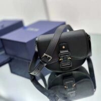 Dior CD Unisex Mini Gallop Bag Strap Black Grained Calfskin Flap Closure (7)