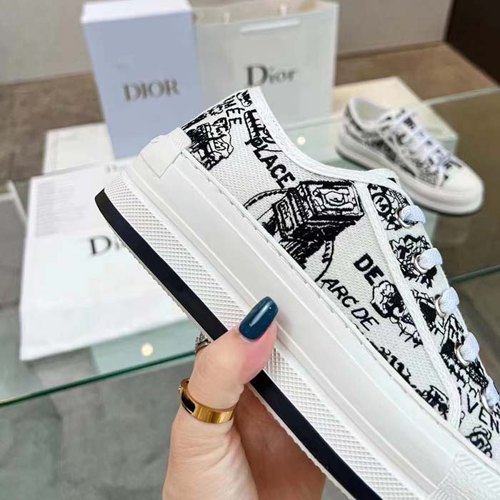 Dior CD Unisex Walk’n’Dior Sneaker White Black Cotton Embroidered Plan De Paris (5)