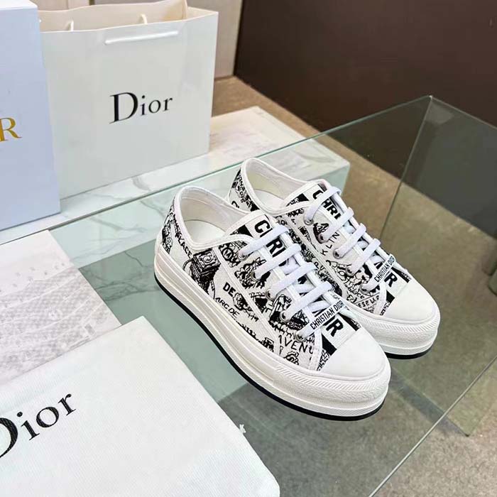 Dior CD Unisex Walk’n’Dior Sneaker White Black Cotton Embroidered Plan De Paris (7)