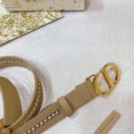 Dior CD Women 30 Montaigne Belt Aesthetic Beige Smooth Calfskin White Glass Pearls 25 MM Width - Image 6