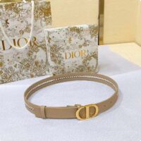 Dior CD Women 30 Montaigne Belt Aesthetic Beige Smooth Calfskin White Glass Pearls 25 MM Width (10)