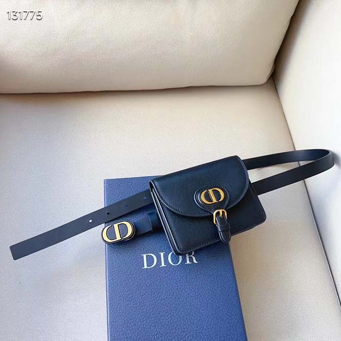 Dior CD Women Dior Bobby Belt Removable Pouch Black Smooth Calfskin 20 MM Width (11)