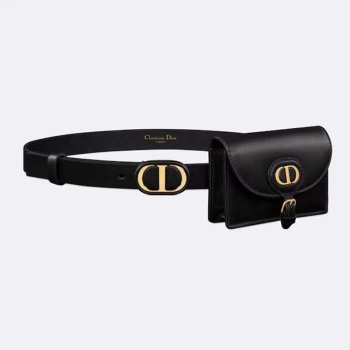 Dior CD Women Dior Bobby Belt Removable Pouch Black Smooth Calfskin 20 MM Width (13)