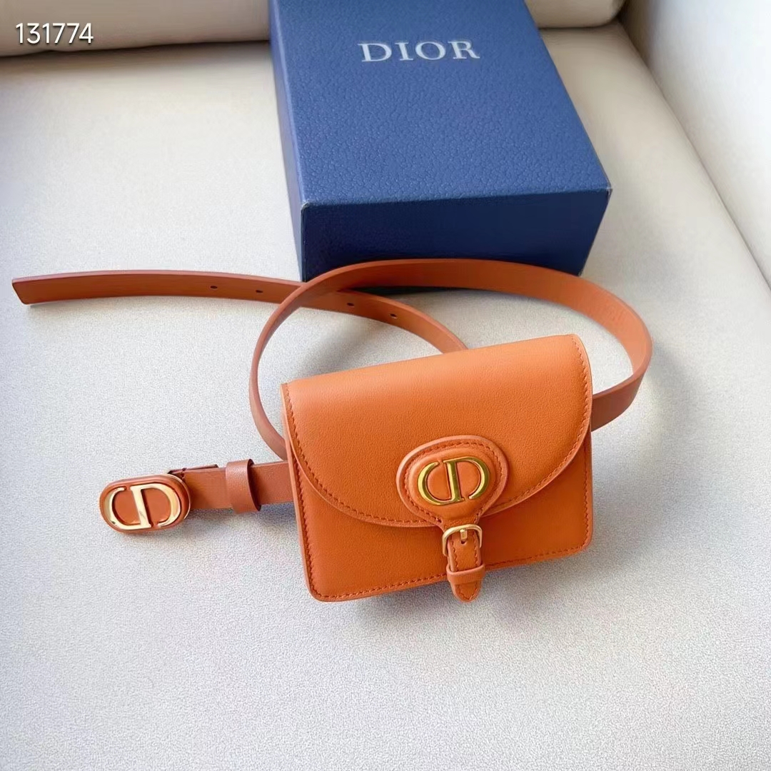 Dior CD Women Dior Bobby Belt Removable Pouch Orange Smooth Calfskin 20 MM Width (1)