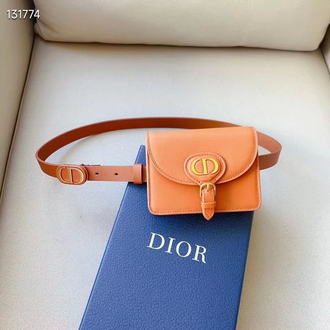 Dior CD Women Dior Bobby Belt Removable Pouch Orange Smooth Calfskin 20 MM Width (6)