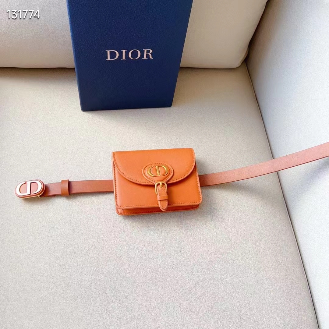 Dior CD Women Dior Bobby Belt Removable Pouch Orange Smooth Calfskin 20 MM Width (7)
