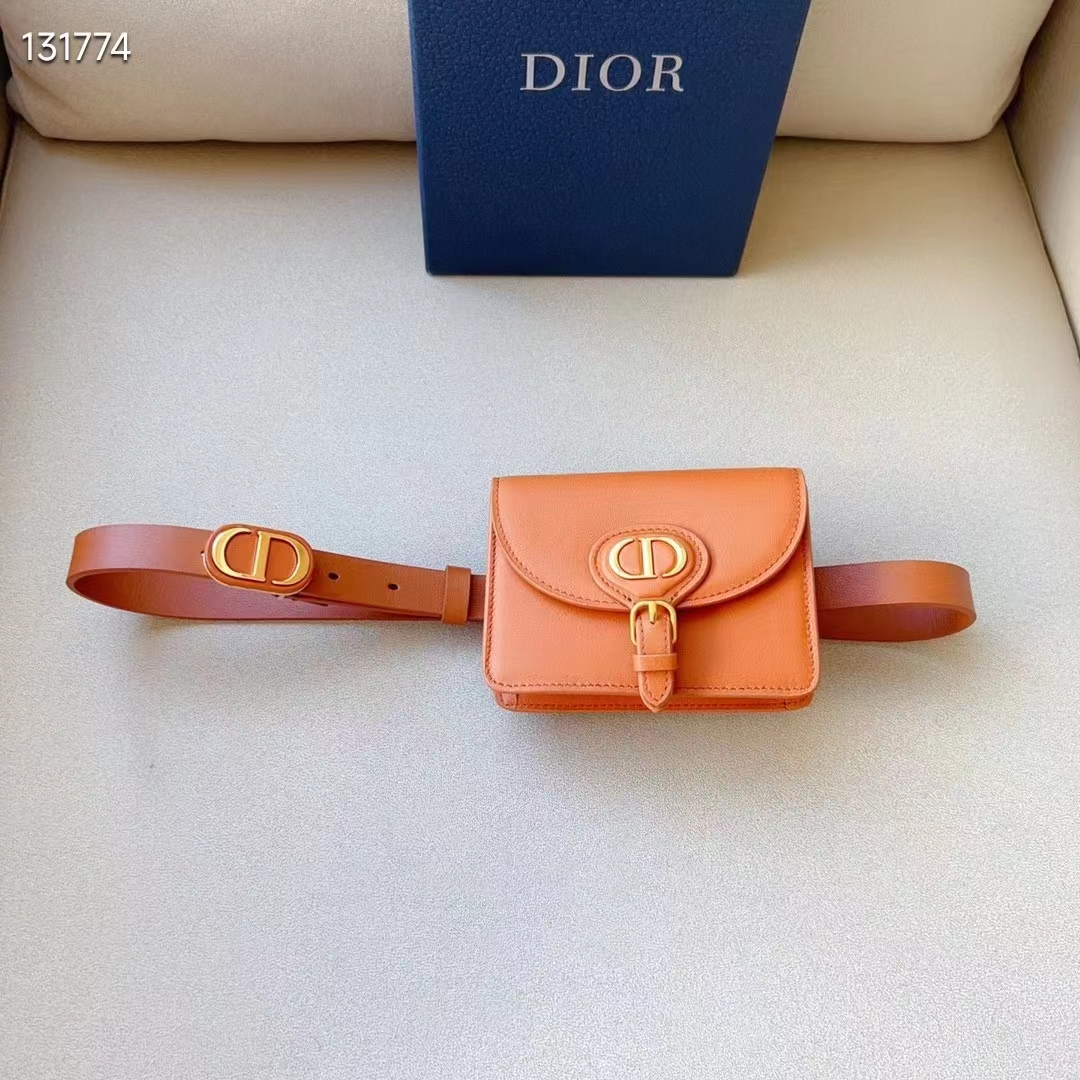 Dior CD Women Dior Bobby Belt Removable Pouch Orange Smooth Calfskin 20 MM Width (8)
