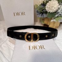 Dior Unisex CD 30 Montaigne Belt Black Cannage Calfskin 3 CM Width (8)